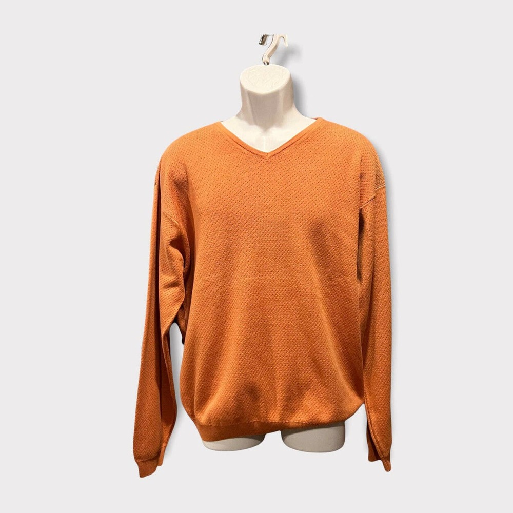Tricots St. Raphael Pullover Sweater Men’s Size Medium Perforated Orange